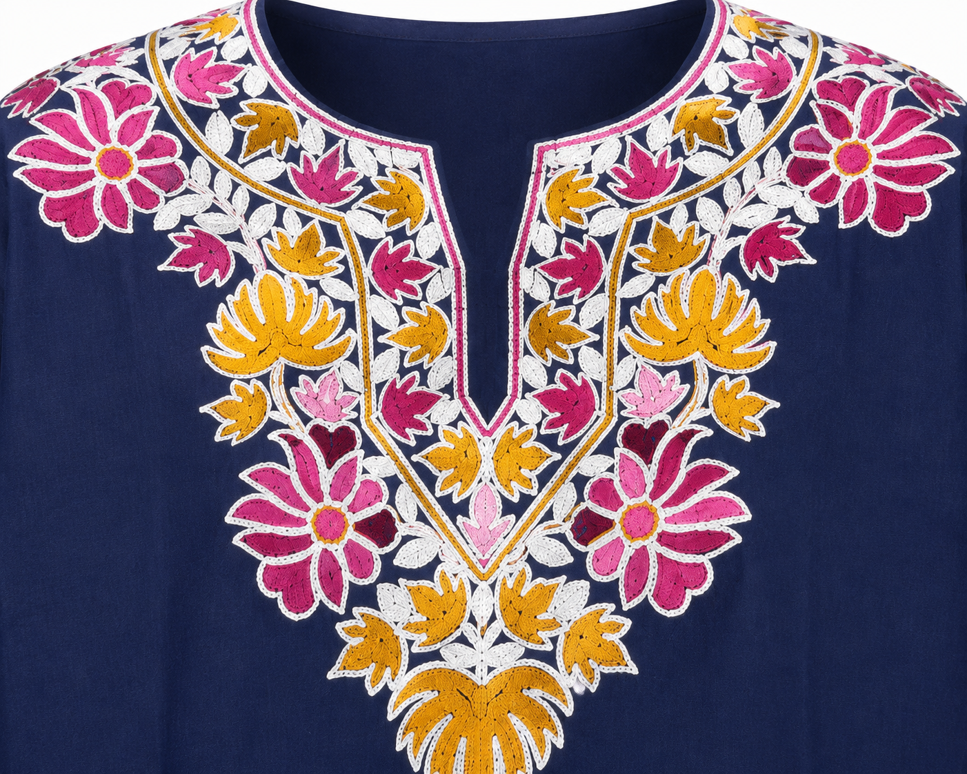 Noor : Aari embroidery summer Co-Ord Set | Dark Blue